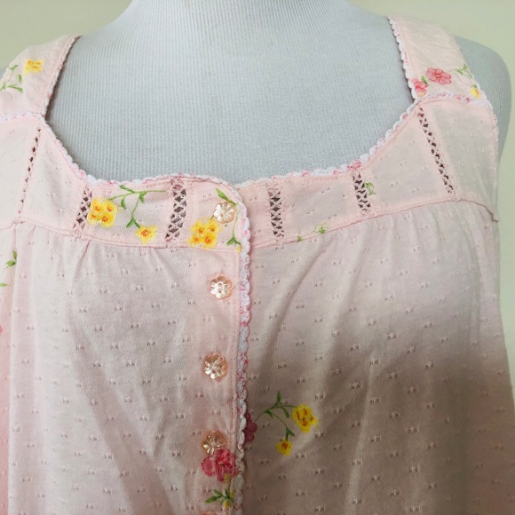 Pink Floral Nightgown Pullover SECRET TREASURES Lace Trimmed Sleeveless - Picture 3 of 10